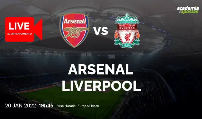 Arsenal Liverpool livestream | Taça da Liga | 20 Janeiro 2022